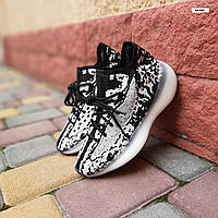 Чоловічі літні кросівки Adidas Yeezy Boost 380 (чорні з білим) модні легкі спортивні кроси О10790 тренд