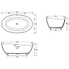 Окремостояча ванна Mexen Parma з конгломерату 160 х 95 см, чорна матова - 57231609570, фото 6