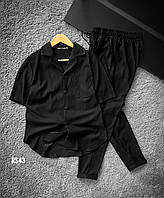 Мужской классический костюм: рубашка+штаны (черный) rs43 качественная повседневная одежда для парней тренд