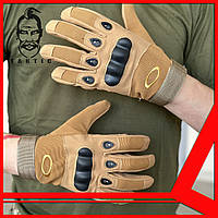 Тактические полнопалые перчатки с защитой костяшек Tactic армейские штурмовые перчатки Койот (XL)