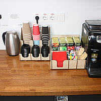 Набор для кофейни TeaParty Comfort + L-1 подставки для чая и стаканчиков (лхдф) на 15(9+6) отделений коричневы