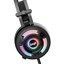 Ipega Gaming дротові ігрові навушники з мікрофоном, LED RGB підсвічуванням, чорні, фото 2