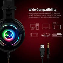 Ipega Gaming PG-R008 провідні ігрові навушники з мікрофоном та LED RGB підсвічуванням (чорні), фото 2