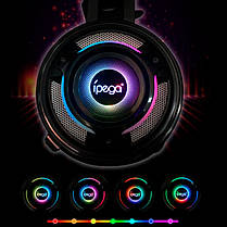 Ipega Gaming дротові ігрові навушники з мікрофоном, LED RGB підсвічуванням, чорні, фото 3