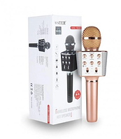 Беспроводной bluetooth караоке-микрофон Wster WS1688 bluetooth, розовый