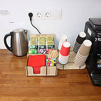Набір для кав'ярні TeaParty Standart+Progress підставки для пакетиків чаю та стаканчиків (лхдф) на 10(6+4) відділень коричневий