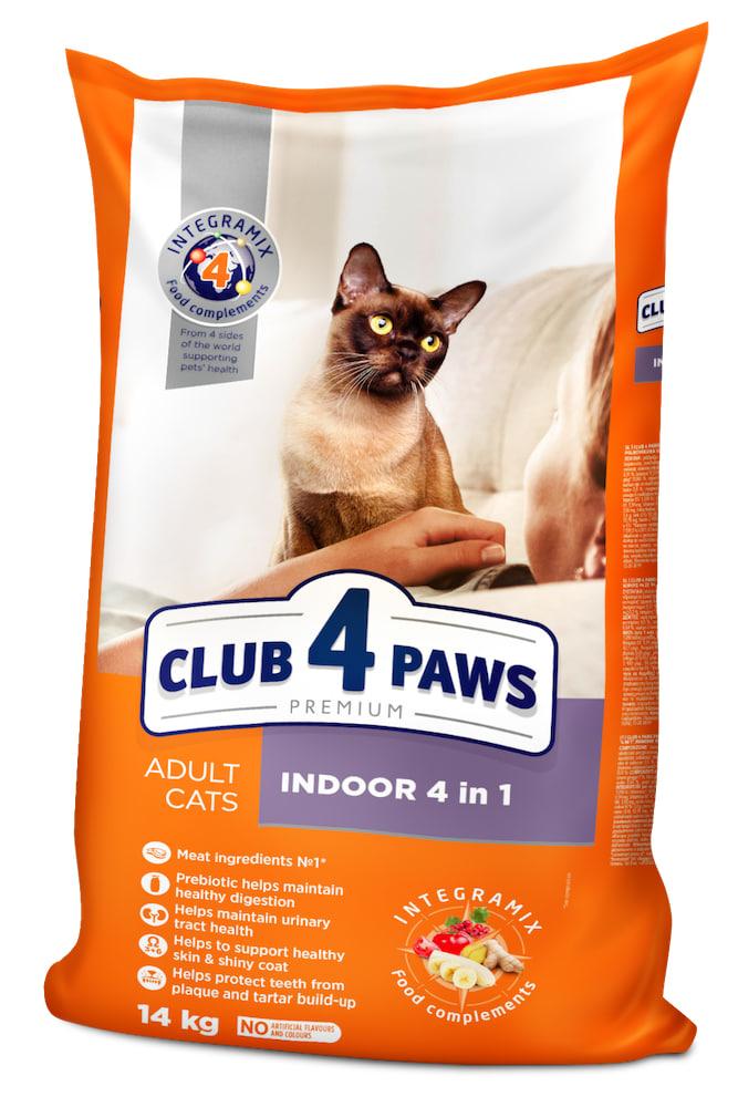 Сухий корм для котів Клуб 4 лапи 4 в 1 Club 4 Paws Premium Indoor 14кг