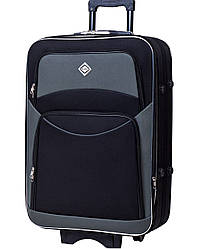 Тканинна валіза великого розміру Bonro Style колір чорно-сіра