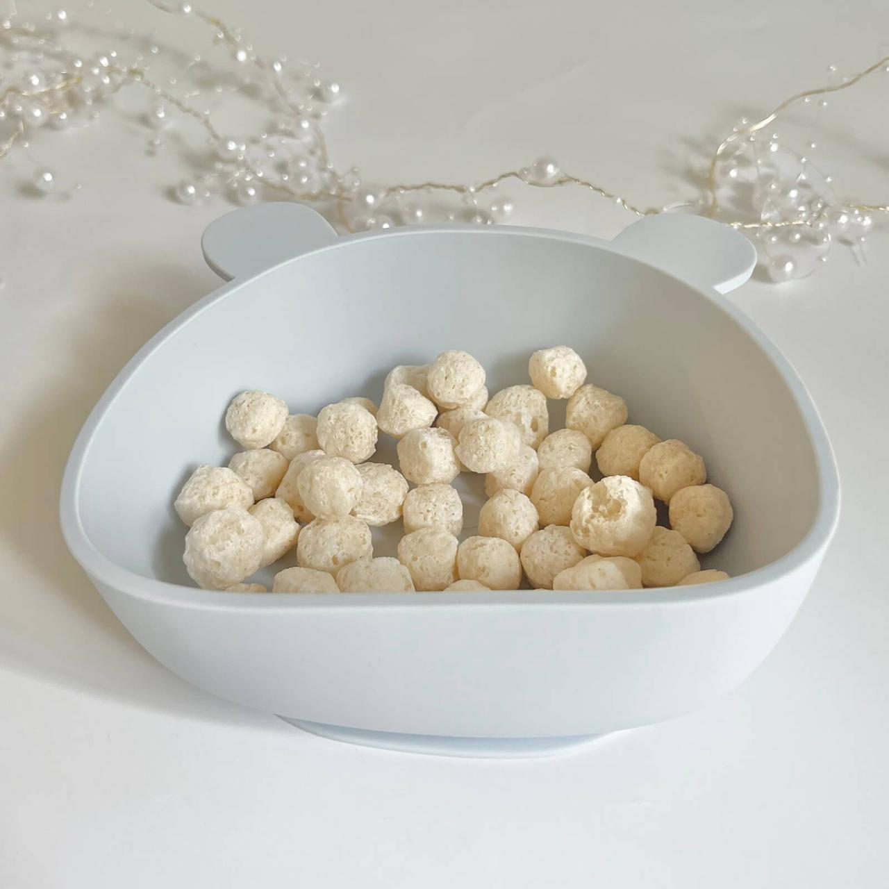 Тарілка силіконова дитяча, глибока ВЕДМЕДИК (циркон) силіконовий посуд для першого  прикорму, фото 1