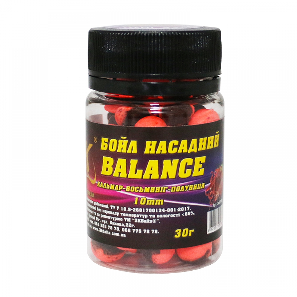 Бойли 3k Baits Balance 10мм 30г Кальмар-Восьминіг-Полуниця, фото 1