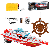 Катер игрушечный на радиоуправлении Пожарная служба аккумулятор 7,2V, батарея 9V 211002
