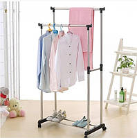 Вешалка для одежды напольная двойная передвижная стойка для одежды Double-Pole