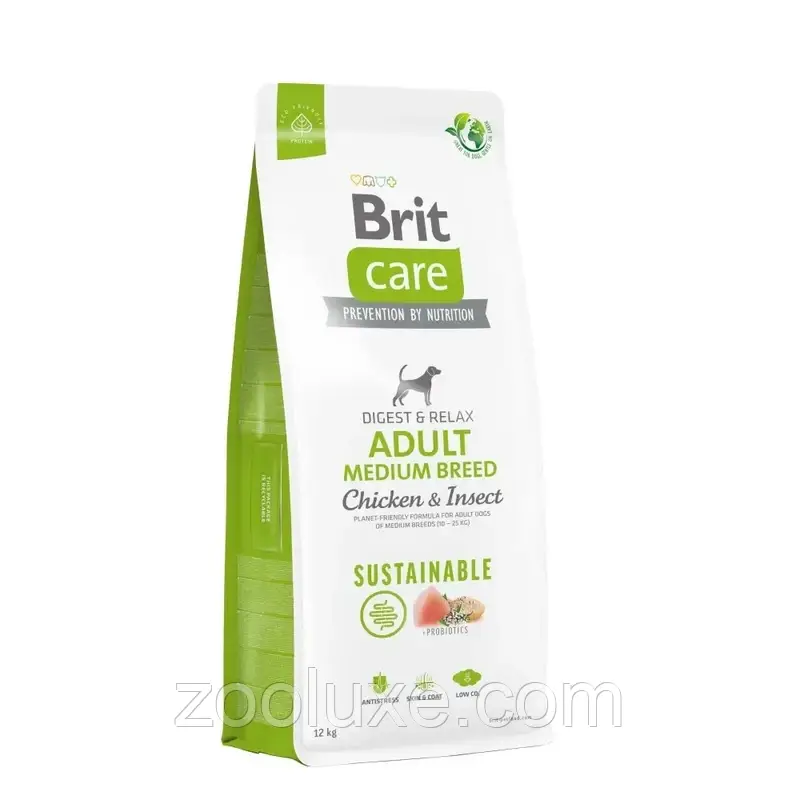 Brit Care Sustainable Adult Medium Breed Chicken & Insect 12 кг корм для собак середніх порід