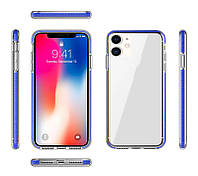 Противоударный чехол для Apple iPhone 11 silicone case Alaskan Blue прозрачный с защитными бортами
