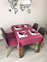 Набор столового белья Royal House Темно-розовая скатерть 130х120см с тефлоновой пропиткой водоотталкивающая и