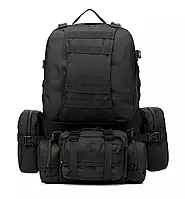 Тактический рюкзак с подсумками B08, армейский 55х40х25см, на 55л Чёрный