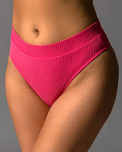 Трусики жіночі бразиліан з високою посадкою рубчик Рожевий 3XL
