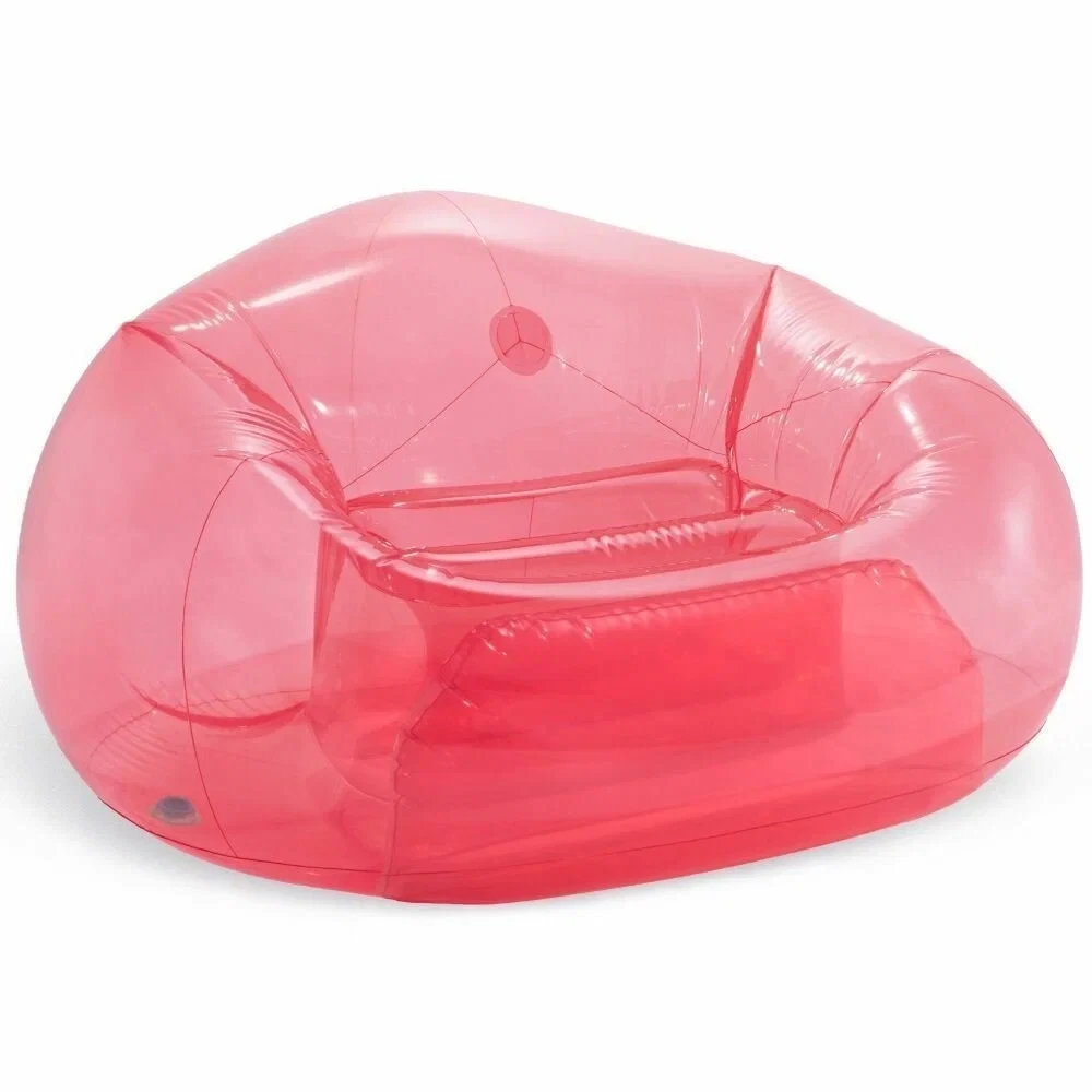 Надувне крісло мішок на природу Intex 66501 Beanless Bag Chair 137х127х74 см Прозорий Червоний