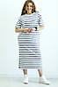Плаття жіноче оверсайз біле в синю смужку тканина турецька двонитка, фото 10