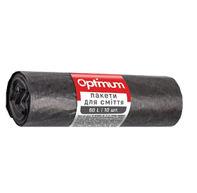 Пакети для сміття PRO Service Optimum LD,60х70 см, 60 л, 10 шт., чёрные