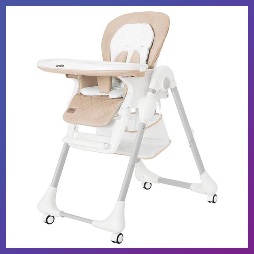 Дитячий стільчик для годування з регульованою спинкою Carrello Toffee CRL-9502/3 бежевий на коліщатках