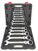 Професиональний набор ключей рожково-накидных с трещоткой Falon Tech 13 предметов (8-32)