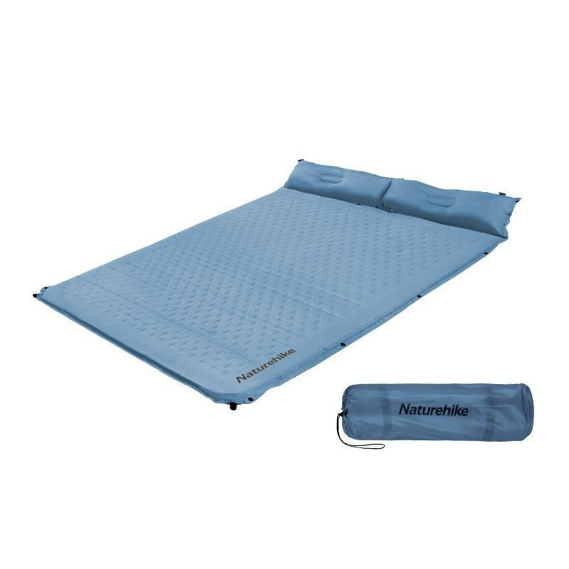 Килимок самонадувний двомісний з подушкою Naturehike CNH22DZ013 (Blue)