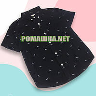 Детская рубашка с коротким рукавом р.110-134 для мальчика ткань 100% хлопок 1087 Черный 116-122