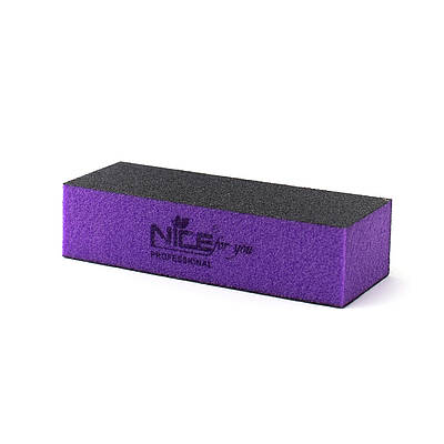 Баф трьохсторонній брусок Nice for you 100/180 Фіолетово-сірий