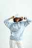 Худі жіноче з капюшоном оверсайз турецька тринитка колір блакитний, фото 3
