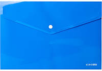 Папка конверт А4 прозрачная на кнопке, синяя