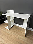 Письмовий стіл білий відкриті полиці збоку для дому, фото 4