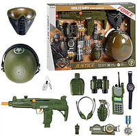 Ігровий набір військового Limo Toy автомат, каска, рація, маска, навушники, компас звук/світло (34340)