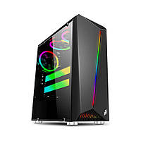 Корпус ATX 1STPlayer Rainbow R3-3R1 3*FAN120мм 5кол. LED 2*USB2.0 1*USB3.0 прозор. стінка чорний