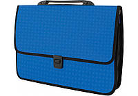 Портфель пластиковый A4 Economix на застежке, 1 отделение, фактура "Вышиванка", синий