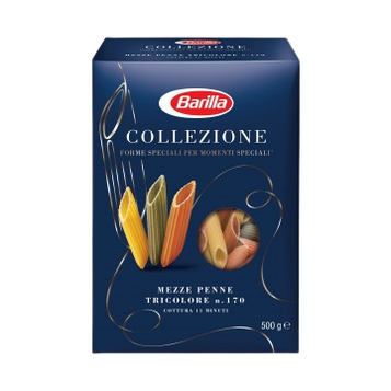 Макарони Barilla Collezione Mezze Penne Tricolore 500гр, (14 шт/ящ)