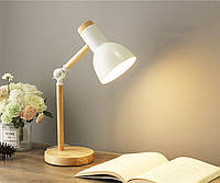Настольная лампа офисная Белая с деревом в стиле Лофт 40см. Е27 для чтения и интерьера