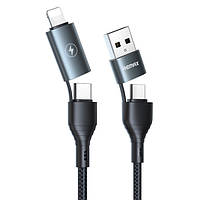 Remax Combo кабель для зарядки 4 в 1, Lightning, Micro-USB, Type-C, 1 м, 4A