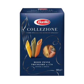 Макарони BARILLA Collezione Mezze Penne Tricolore 500г, 14 шт/ящ