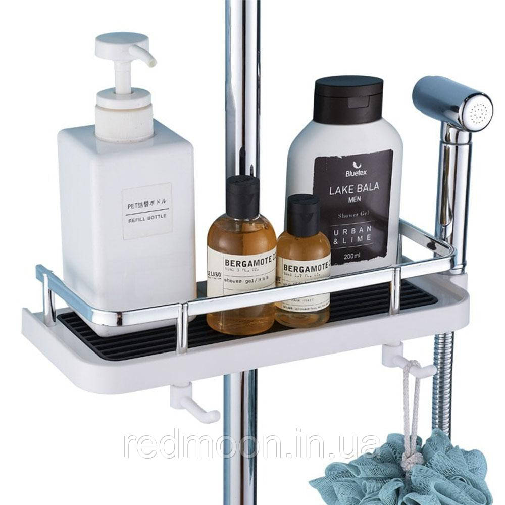 Полиця у ванну з 2 гачками Shower Rack (300х120мм) / Підвісна поличка для ванної кімнати