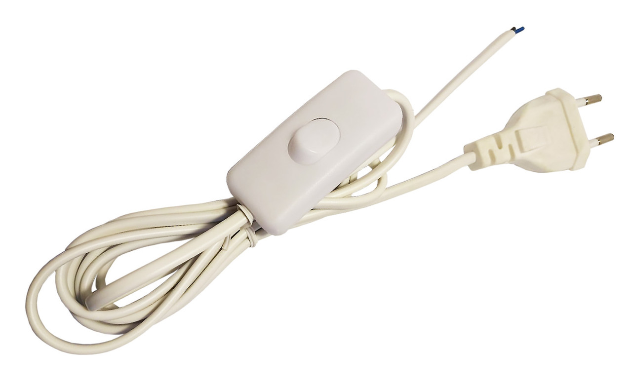 Шнур із прохідним вимикачем для бра білий 2 м, фото 1