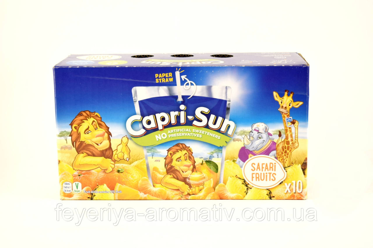 Сік мультифруктовий із трубочкою Capri-Sun Safari Fruits (коробка 10шт*200ml) (Німеччина), фото 1