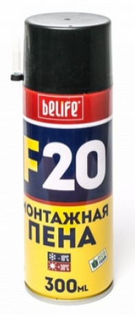 Піна монтажна F20 BeLife, 300 мл Білий Вихід - 20 л, фото 1