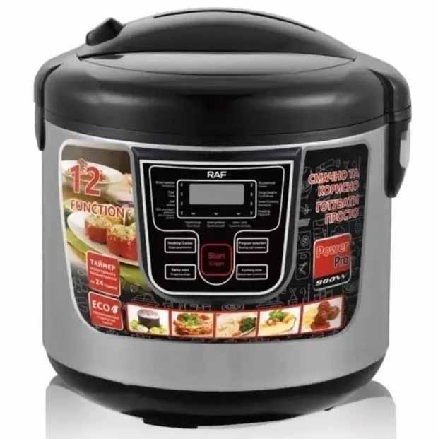 Багатофункціональна мультиварка з антипригарною чашею RAF R.166B 12 програм 6 л 900 Вт