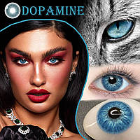 Цветные линзы для глаз голубые Dopamine + контейнер для хранения в подарок