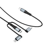 HOCO кабель для зарядки 4 в 1, Lightning, Micro USB, Type-C, 1 м, 2.4A