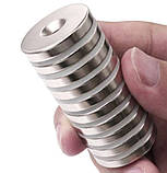 Магніти неодимові кріпильні 12x3 мм N50 з отвором ззенковкою 4 мм 10 шт., фото 4