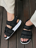 Сандалии Аdidas Аdilette Sandals Black White босоножки Адидас черно-белые на липучке текстильные спортивные