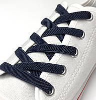 Шнурки для взуття резинові плоскі 90см (7мм) Темно-синій
