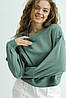 Світшот жіночий укорочений оверсайз турецька тринитка колір зелений, фото 10
